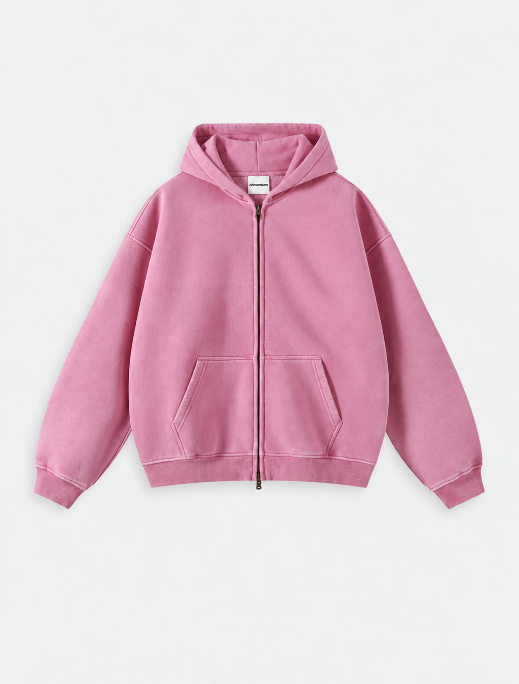 Washed Distressed Fleece Zip-Up Jacket