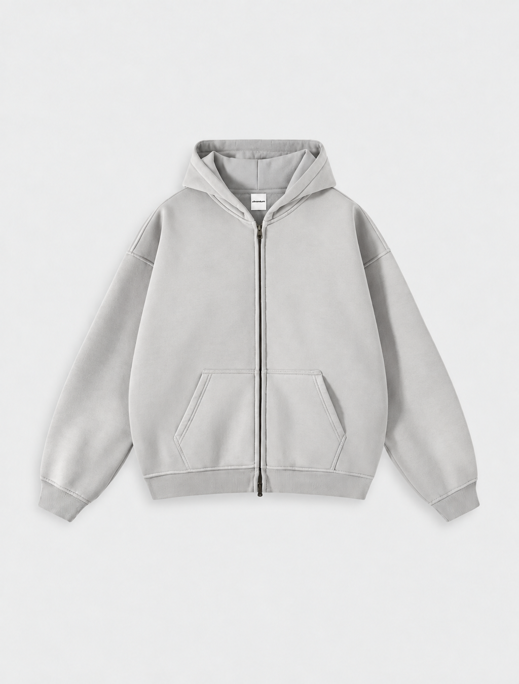 Washed Distressed Fleece Zip-Up Jacket