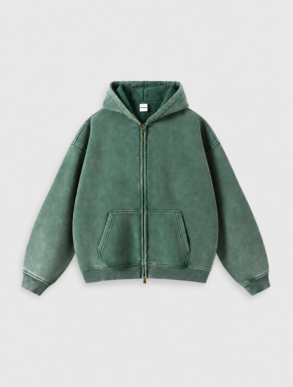 Washed Distressed Fleece Zip-Up Jacket